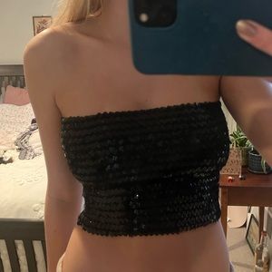 black sequin tube top